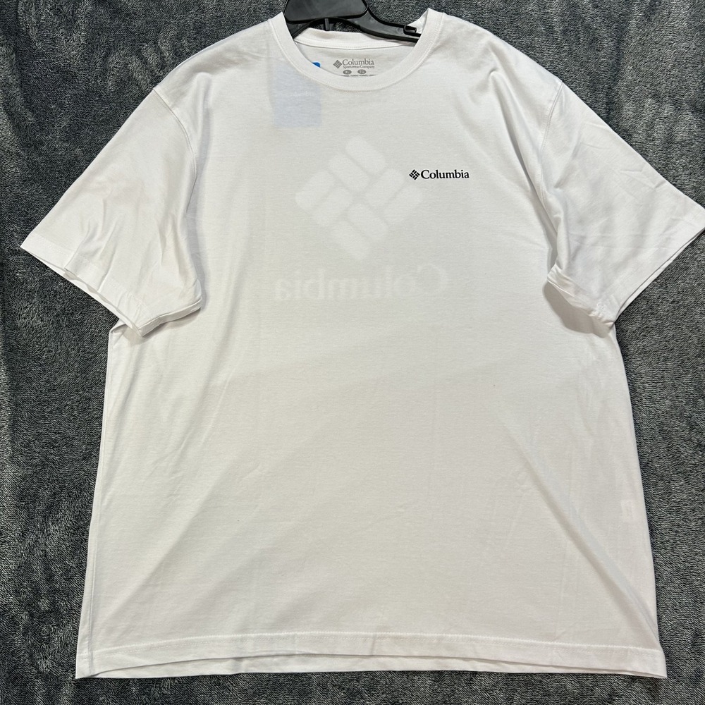 Columbia Mens Size XL White CSC Brogue Short Sleeve Athletic Shirt